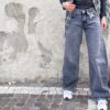 JEANS MYASTREET LAVAGGIO GRIGIO SCURO CON CUCITURA AL GINOCCHIO