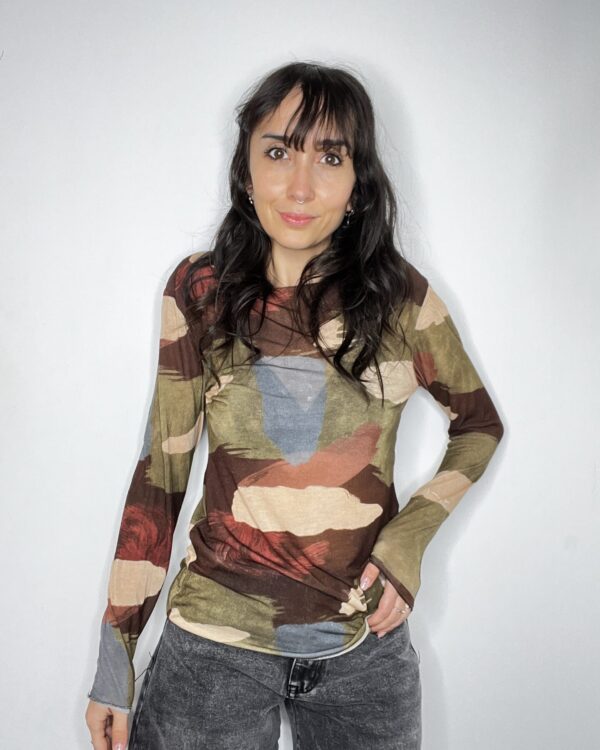 MAGLIA MISTO CASHMERE FANTASIA MILITARE