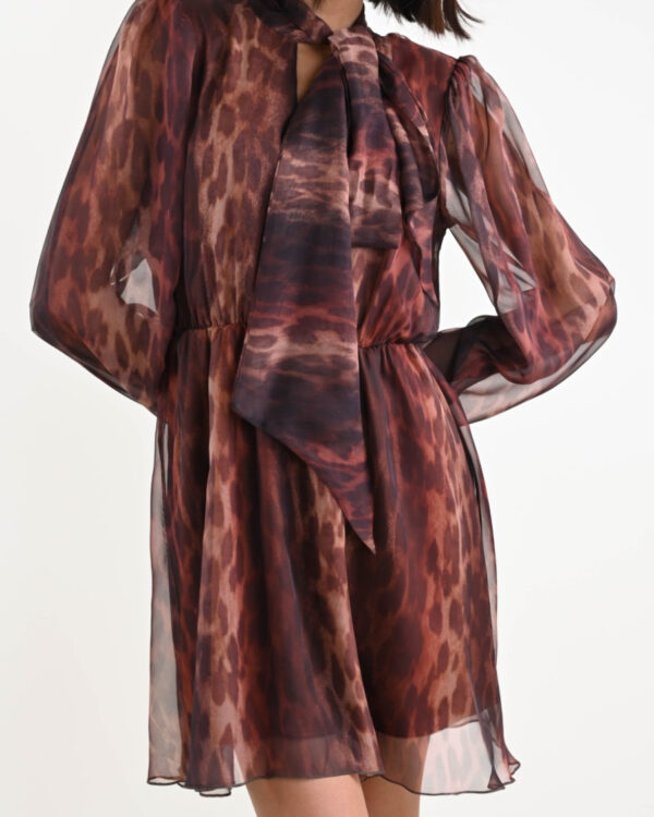 abito corto myastreet  leopardato con fiocco al collo
