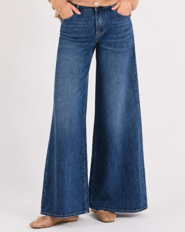 JEANS WIDE-LEG A VITA ALTA